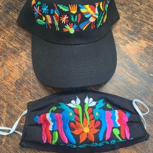 Mexican Otomi Embroidered cap and filtered mask
